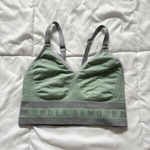 Under Armour Womens Unpadded Gray Teal Wireless Sports Bra Adjustable Straps